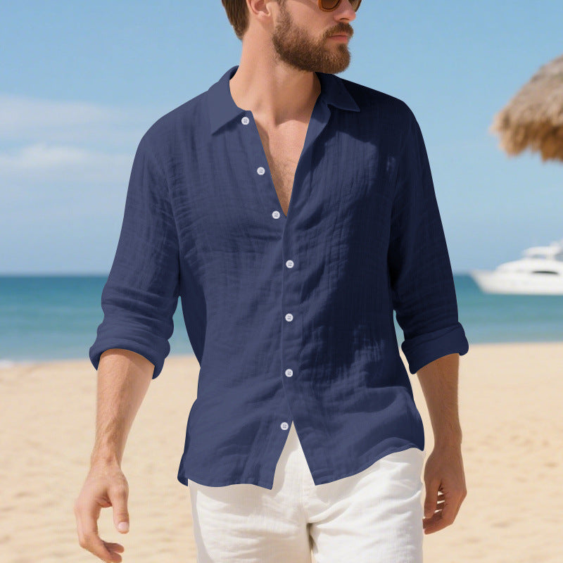 Linen American Style Loose Hawaiian Vacation Casual Shirt