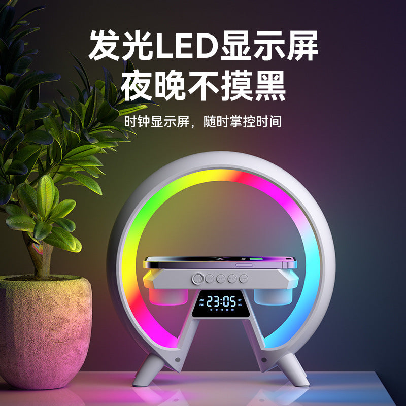 New Large G6 Colorful Bedside Multi-function Bluetooth Audio Wireless Charging Bluetooth Speaker With Clock Light