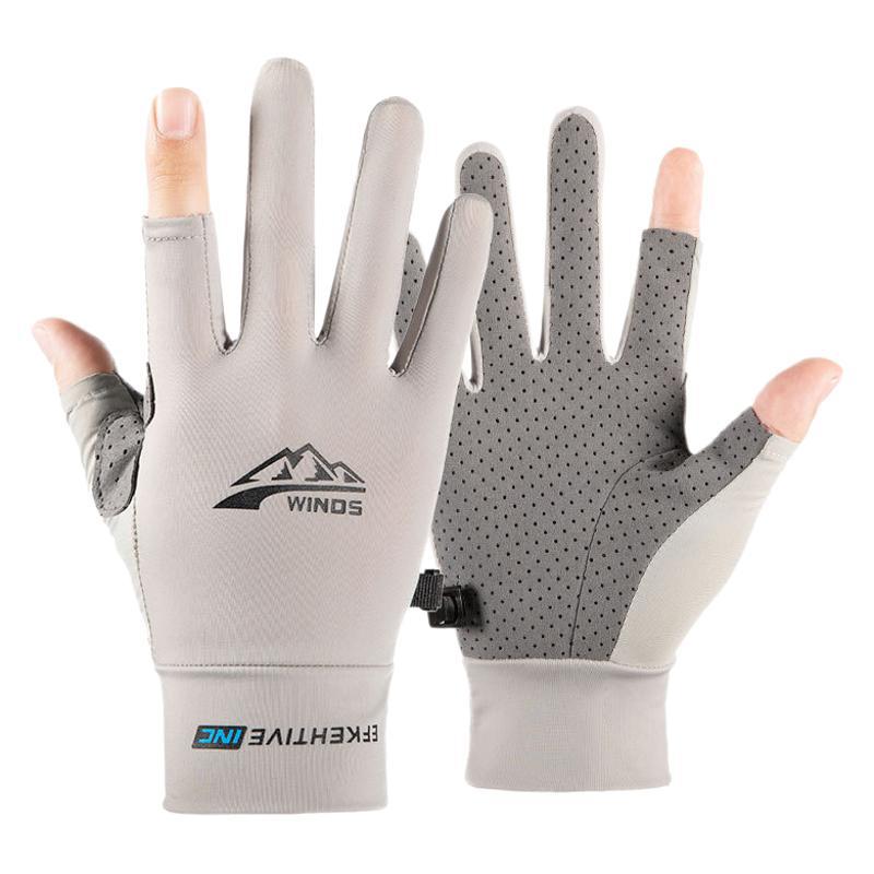 Spring And Summer Cycling Gloves Men&#039;s Thin Fishing Fitness Ice Silk Rider Leakage Two-Finger Riding Gloves