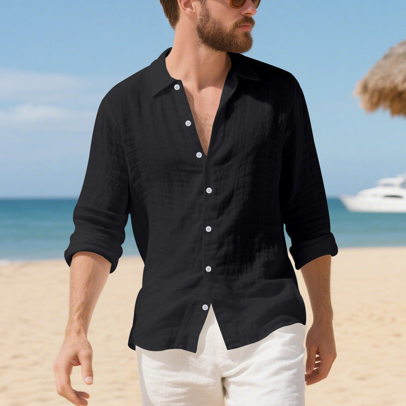 Linen American Style Loose Hawaiian Vacation Casual Shirt